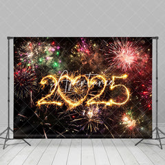 Aperturee - Aperturee Colorful Sparks Bloom Heart 2025 New Year Backdrop