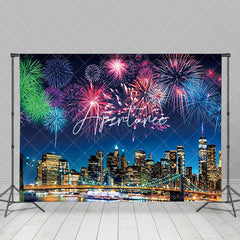 Aperturee - Aperturee Colorful Sparks City Night Happy New Year Backdrop