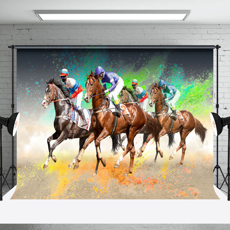 Aperturee - Aperturee Colorful Splash Horse Racing Kentucky Derby Backdrop