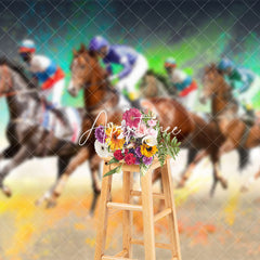 Aperturee - Aperturee Colorful Splash Horse Racing Kentucky Derby Backdrop