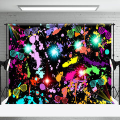 Aperturee - Aperturee Colorful Splash Spots Black Disco Dance Backdrop