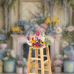 Aperturee - Aperturee Colorful Spring Floral Palace Wall Photo Backdrop