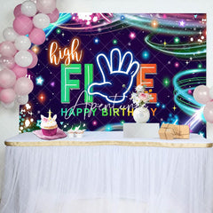 Aperturee - Aperturee Colorful Starry High Five Happy Birthday Backdrop