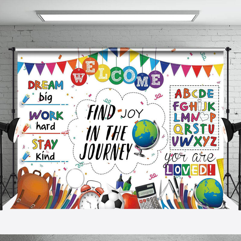 Aperturee - Aperturee Colorful Stationery Welcome Back To School Backdrop