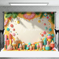 Aperturee - Aperturee Colorful Summer Ice Cream Plant Wall Photo Backdrop