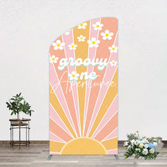 Aperturee - Aperturee Colorful Sunlight Floral Groovy One Arch Backdrop