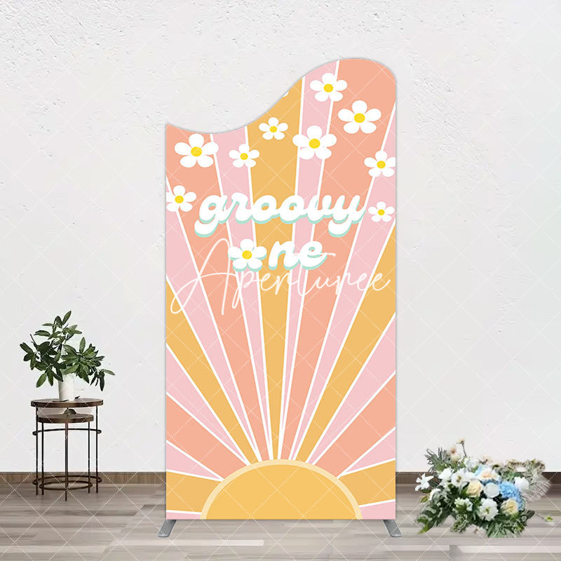 Aperturee - Aperturee Colorful Sunlight Floral Groovy One Arch Backdrop