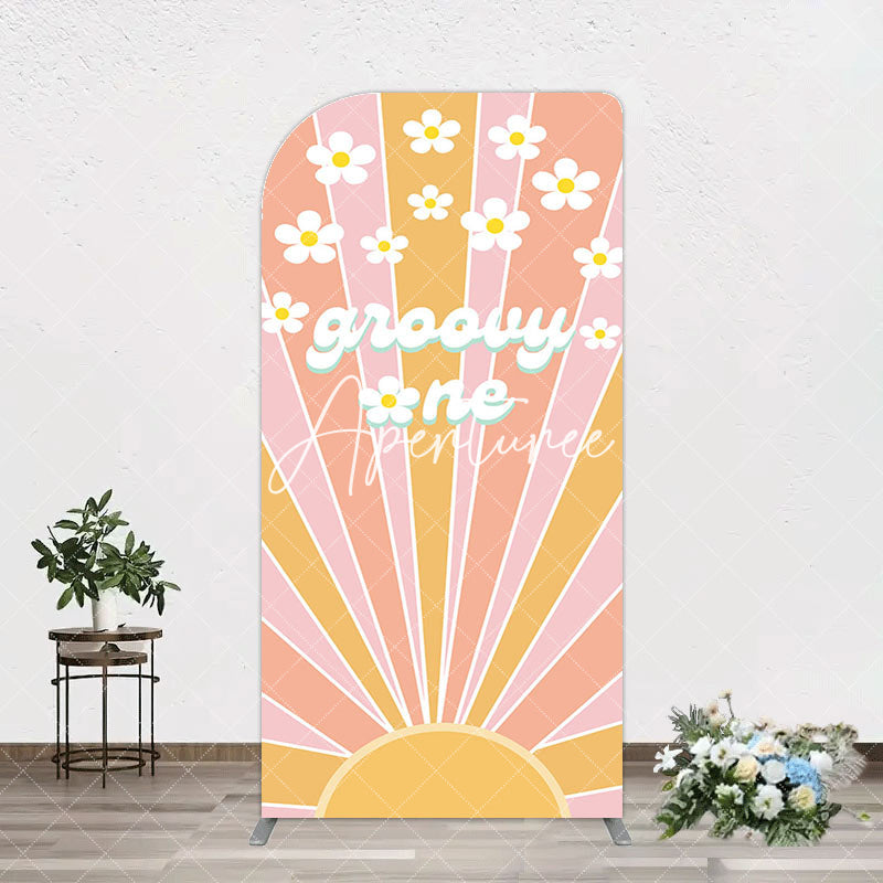 Aperturee - Aperturee Colorful Sunlight Floral Groovy One Arch Backdrop