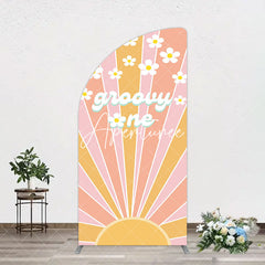 Aperturee - Aperturee Colorful Sunlight Floral Groovy One Arch Backdrop