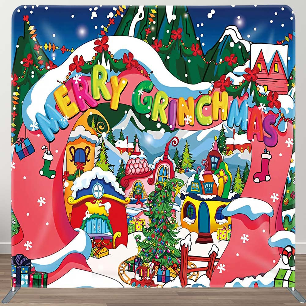 Aperturee - Aperturee Colorful Sweet Whoville Xmas Pillow Cover Backdrop