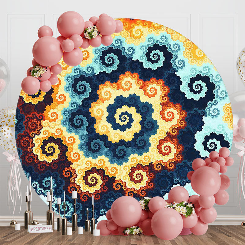 Aperturee - Aperturee Colorful Swirl Pattern Round Ethiopian Backdrop