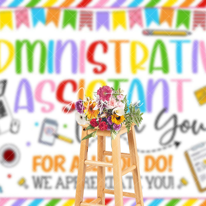 Aperturee - Aperturee Colorful Thank You Administrative Assistant Backdrop