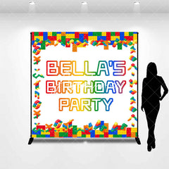 Aperturee - Aperturee Colorful Toy Brick Custom Name Birthday Backdrop