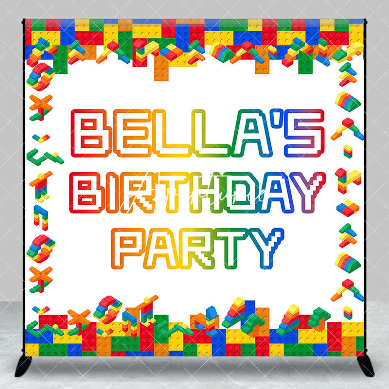 Aperturee - Aperturee Colorful Toy Brick Custom Name Birthday Backdrop