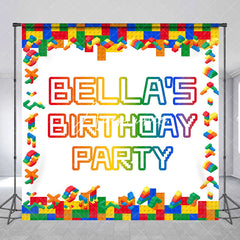 Aperturee - Aperturee Colorful Toy Brick Custom Name Birthday Backdrop