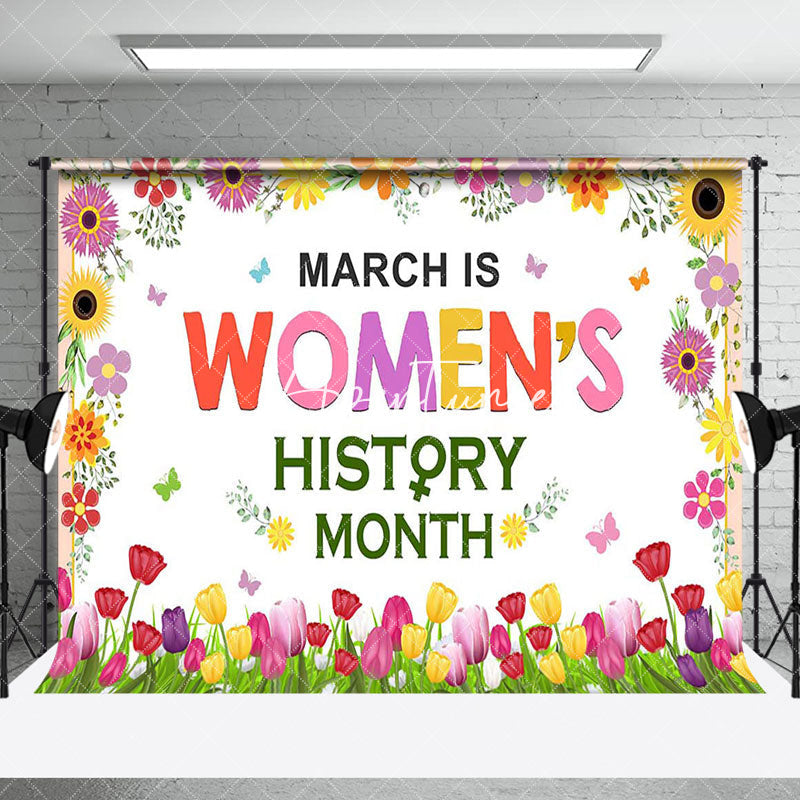 Aperturee - Aperturee Colorful Tulip Floral Womens History Month Backdrop