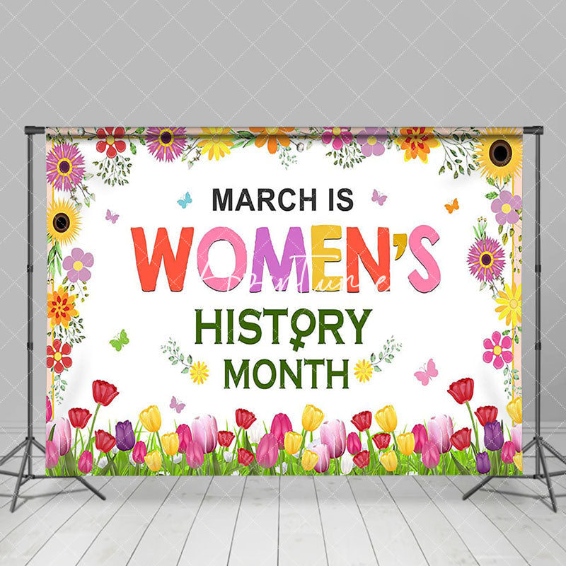 Aperturee - Aperturee Colorful Tulip Floral Womens History Month Backdrop