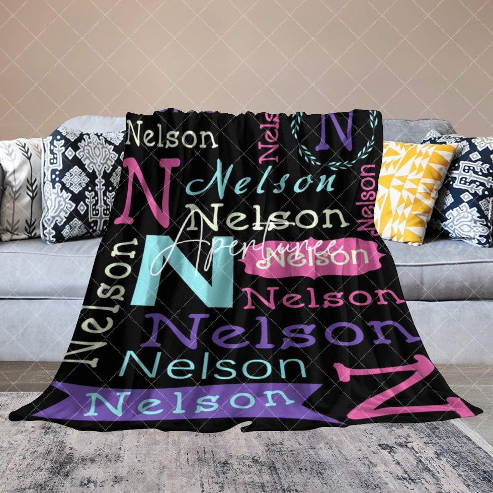 Aperturee - Aperturee Colorful Various Font Black Custom Name Blanket