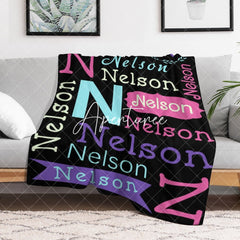 Aperturee - Aperturee Colorful Various Font Black Custom Name Blanket