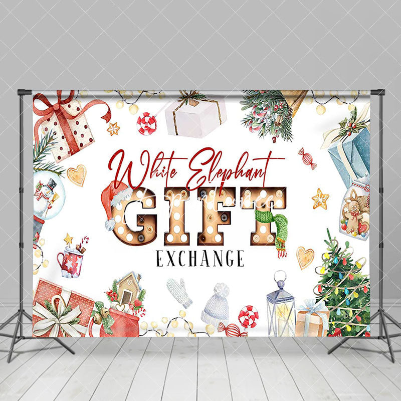 Aperturee - Aperturee Colorful White Elephant Gift Exchange Party Backdrop