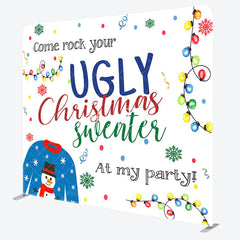 Aperturee - Aperturee Come Rock Your Ugly Christmas Sweater Square Backdrop