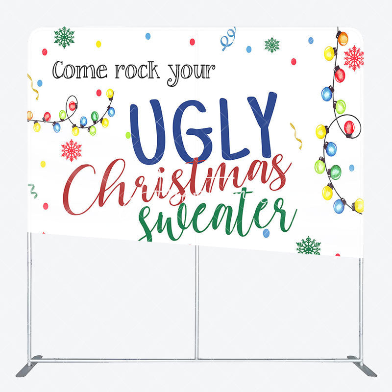 Aperturee - Aperturee Come Rock Your Ugly Christmas Sweater Square Backdrop