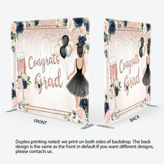 Aperturee - Aperturee Congrats Grad Flower Fabric Backdrop Cover For Grads