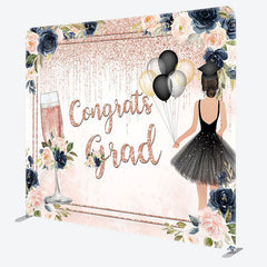 Aperturee - Aperturee Congrats Grad Flower Fabric Backdrop Cover For Grads