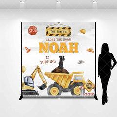 Aperturee - Aperturee Construction Site Custom Name 1st Birthday Backdrop