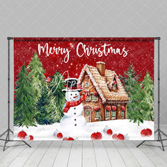 Aperturee - Aperturee Cookie House Snowman Trees Merry Christmas Backdrop