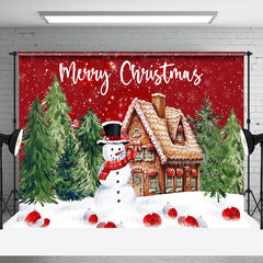 Aperturee - Aperturee Cookie House Snowman Trees Merry Christmas Backdrop