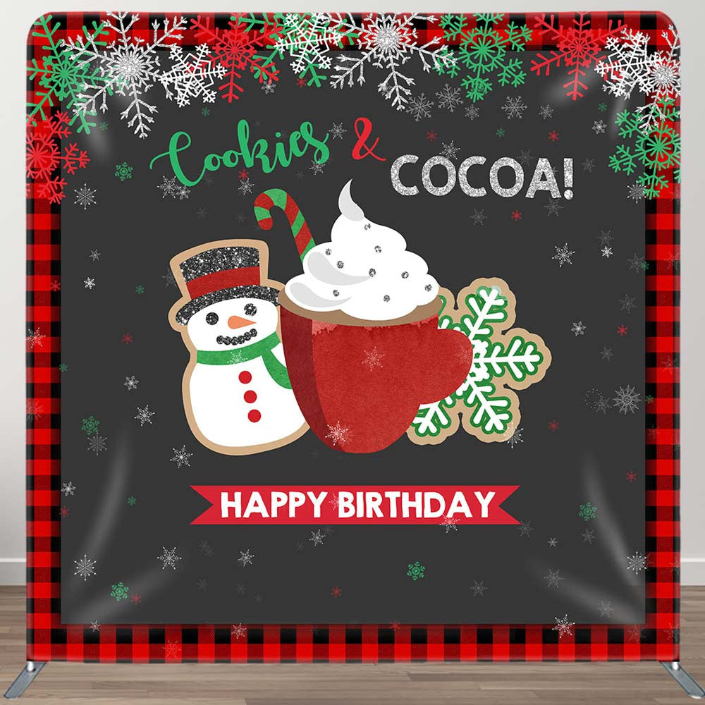 Aperturee - Aperturee Cookies Cocoa Xmas Brithday Tension Fabric Backdrop