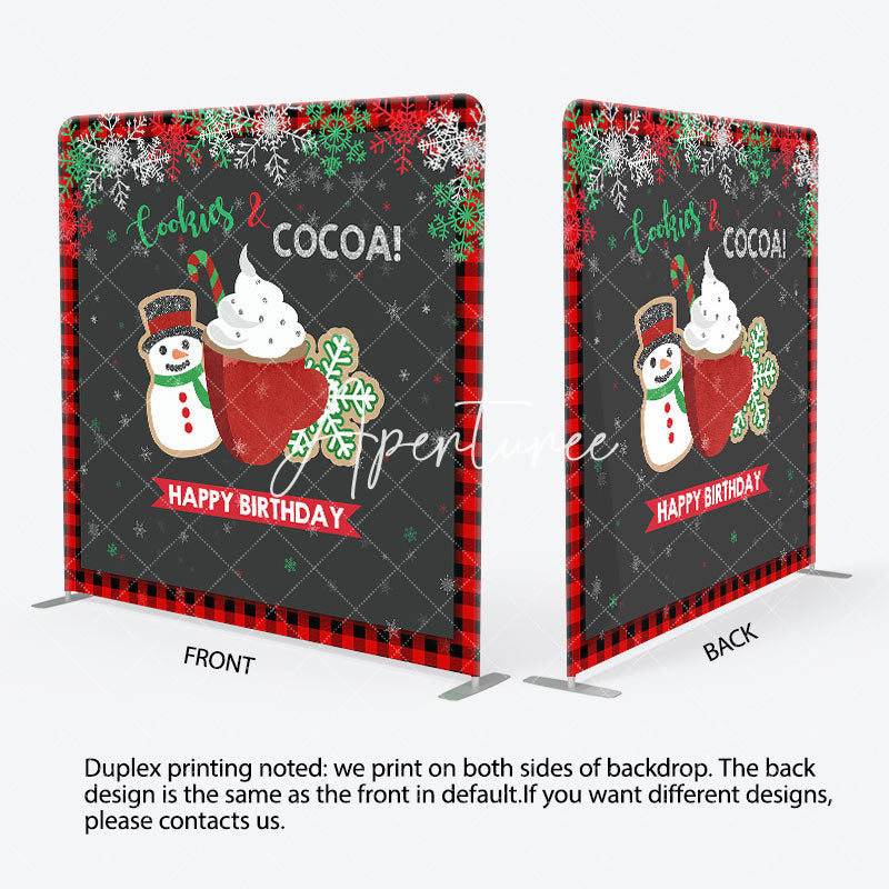 Aperturee - Aperturee Cookies Cocoa Xmas Brithday Tension Fabric Backdrop