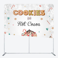 Aperturee - Aperturee Cookies Hot Cocoa Snowman Tension Fabric Backdrop