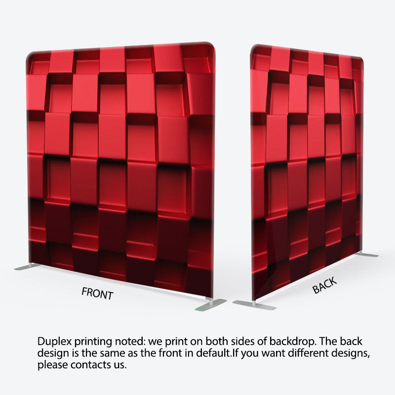 Aperturee - Aperturee Cool 3D Red Blocks Fabric Backdrop Cover For Decor