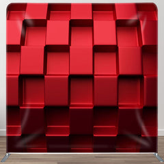 Aperturee - Aperturee Cool 3D Red Blocks Fabric Backdrop Cover For Decor