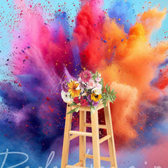 Aperturee - Aperturee Cool Colorful Powder Burst Blue Wall Photo Backdrop