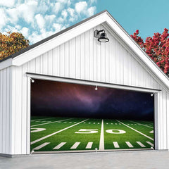 Aperturee - Aperturee Cool Football Grass Field Nebula Garage Door Banner