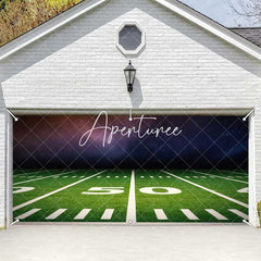 Aperturee - Aperturee Cool Football Grass Field Nebula Garage Door Banner