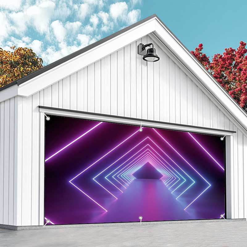 Aperturee - Aperturee Cool Future Science Neon Channel Garage Door Banner