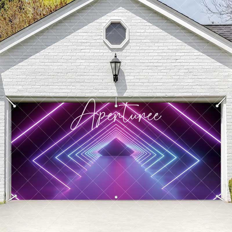 Aperturee - Aperturee Cool Future Science Neon Channel Garage Door Banner