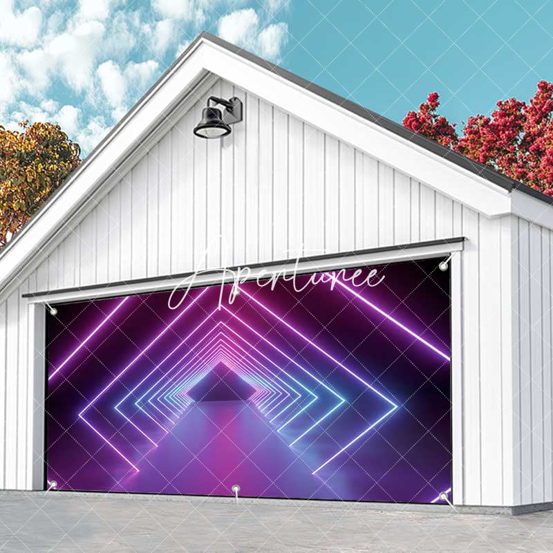 Aperturee - Aperturee Cool Future Science Neon Channel Garage Door Banner