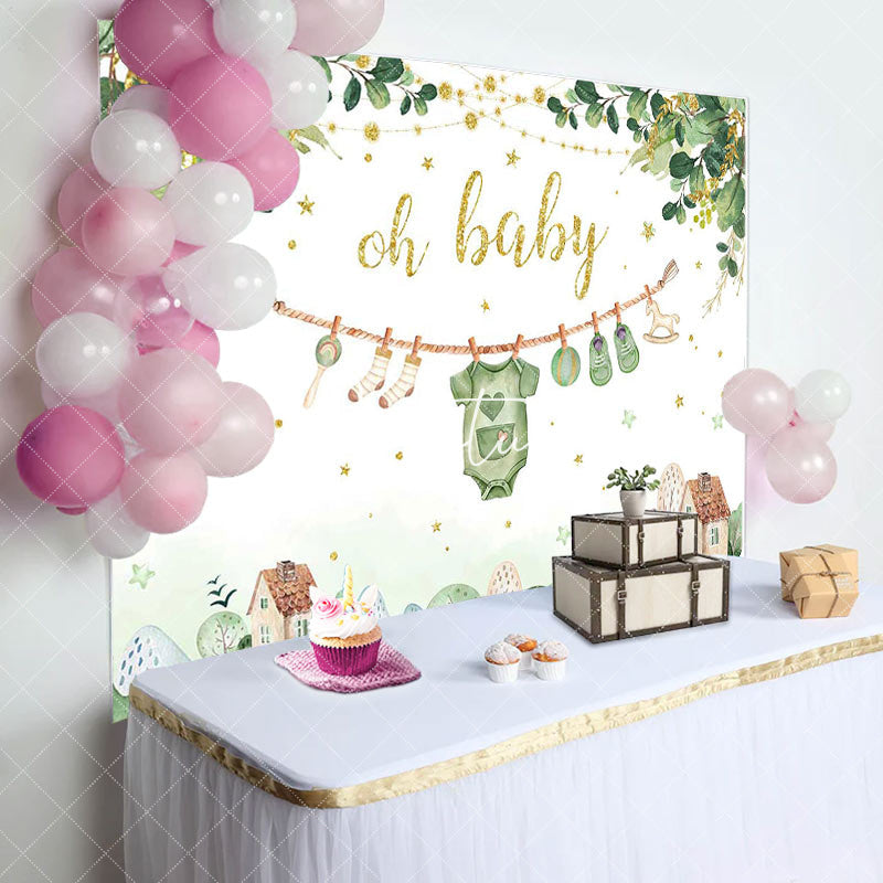 Aperturee - Aperturee Country House Plant Oh Baby Gender Reveal Backdrop