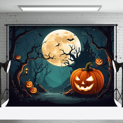 Aperturee - Aperturee Country Road Night Pumpkin Villa Halloween Backdrop