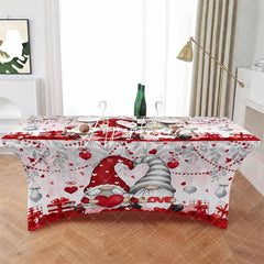 Aperturee - Aperturee Couple Love Heart Valentines Day Stretch Table Cover