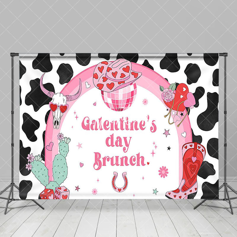 Aperturee - Aperturee Cow Pattern Cowgirl Galentines Day Brunch Backdrop