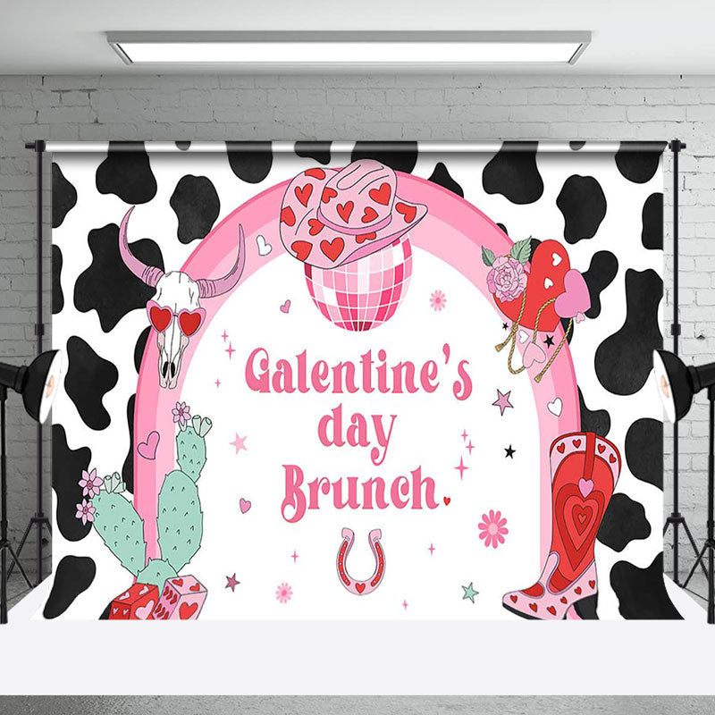 Aperturee - Aperturee Cow Pattern Cowgirl Galentines Day Brunch Backdrop