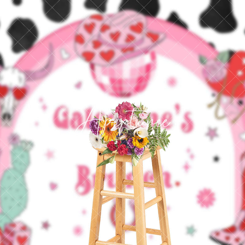 Aperturee - Aperturee Cow Pattern Cowgirl Galentines Day Brunch Backdrop