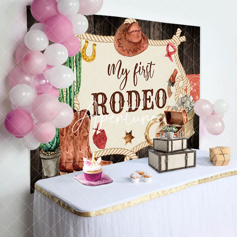 Aperturee - Aperturee Cowboy My First Rodeo Cowboy 1st Birthday Backdrop