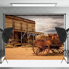 Aperturee - Aperturee Cowboy Plains Carriage Vintage Photography Backdrop